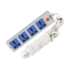 Many 2 Pin 4 Port White Power Strip # MTS-1104 (5 Meter)