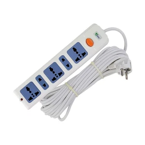 Many 2 Pin 5 Port (2 Pin 2 Port, 3 Pin 3 Port) White Power Strip # MTS-305 (10 Meter)