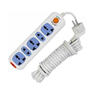 Many 2 Pin 5 Port (2 Pin 2 Port, 3 Pin 3 Port) White Power Strip # MTS-203 (5 Meter)