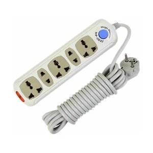 Many 2 Pin 5 Port (2 Pin 2 Port, 3 Pin 3 Port) White Power Strip # HP-0032 (5 Meter)