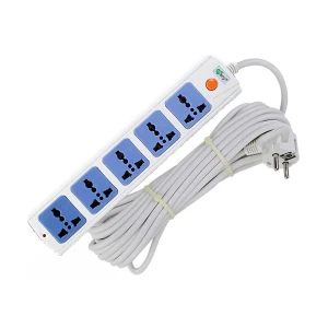 Many 2 Pin 5 Port White Power Strip # MTS-1105 (10 Meter)