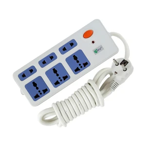 Many 2 Pin 6 Port (2 Pin 3 Port, 3 Pin 3 Port) White Power Strip # MTS-306 (3 Meter)
