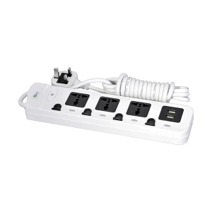 Many 3 Pin 3 Port + USB White Power Strip # MTS-148-USB (3 Meter)