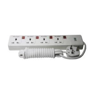 Many 3 Pin 4 Port White Power Strip # MTS-144 (3 Meter)