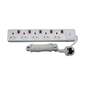 Many 3 Pin 5 Port White Power Strip # MTS-154 (3 Meter)