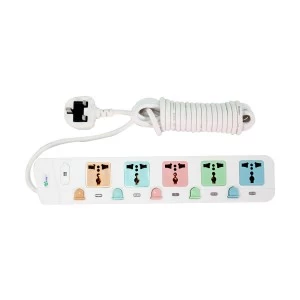 Many 3 Pin 5 Port White Power Strip # MTS-158 (5 Meter)