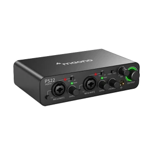 Maono PS22 Black Professional Audio Interface Mixer for Recording, Music Production & Guitar
