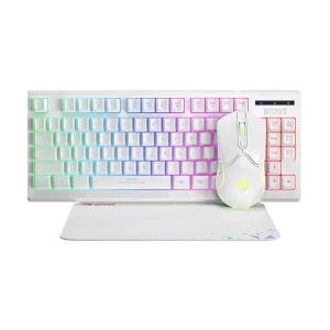 Marvo CM310WH White USB Wired Gaming Keyboard, Mouse & Mouse Pad Combo