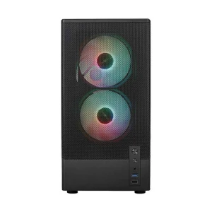 MaxGreen 310 Mid Tower Black Micro-ATX (Tempered Glass Side Window) Gaming Desktop Casing with Standard PSU & 3 x SN02 ARGB Fan