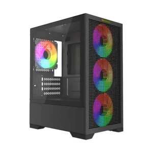 MaxGreen A9 Mesh Mid Tower Black (Tempered Glass) Micro-ATX Gaming Desktop Casing