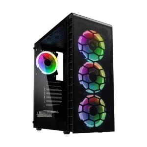MaxGreen JX188-11-M ARGB Mesh Mid Tower Black (Tempered Glass) ATX Gaming Casing