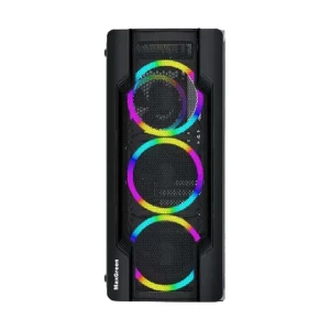 MaxGreen JX188-2 RGB Mesh Mid Tower Black (Tempered Glass) ATX Gaming Desktop Casing