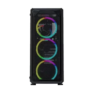 MaxGreen JX188-9 RGB Mesh Mid Tower Black (Tempered Glass) ATX Gaming Desktop Casing