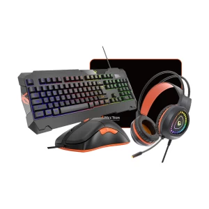 Meetion MT-C505 Black-Orange USB Wired Gaming Keyboard, Mouse, Mouse Pad & Headphone Combo