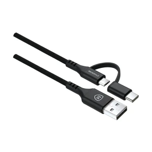 Micropack USB Male to USB Type-C & Micro USB Male,1.5 Meter, Black Cable # MC-AC13
