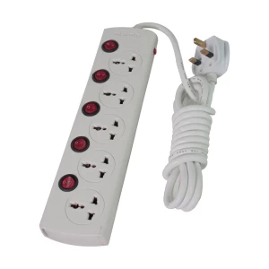 Nano 3 Pin 5 Port White Power Strip # MBS 405