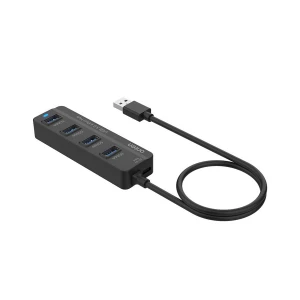 Onten OTN-5305 USB Male to Quad USB Female Black Hub #OTN-5305