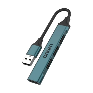 Onten OTN-5701D USB Male to Quad USB Female Crystal Teal Hub #OTN-5701D