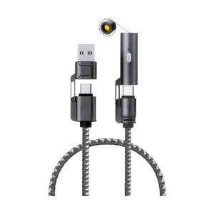 Onten OTN-CC317 USB & Type-C Male to Type-C Male, 1.5 Meter, Gray Charging & Data Cable with Electric Lighter #OTN-CC317