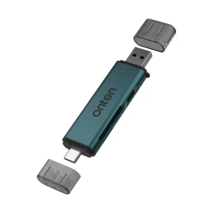 Onten OTN-CR538S USB Type-C & USB Male to SD/TF Gray Card Reader with USB-C HUB #OTN-CR538S