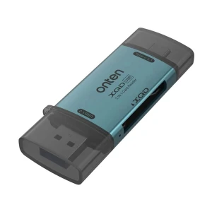 Onten OTN-CR635 USB Type-C & USB Male to XQD Crystal Teal Card Reader #OTN-CR635