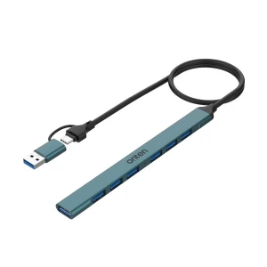 Onten OTN-UCA9702 7 Port Type-C & USB Male to Hepta USB Female Crystal Teal USB HUB #OTN-UCA9702