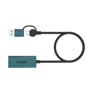 Onten OTN-UE106 Type-C & USB Male to LAN Female Gray Converter #OTN-UE106