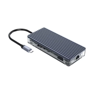 ORICO Type-C Male to HDMI, VGA, Quad USB, Type-C, LAN, Audio, TF & SD Female Silver Multi-Interface HUB #WB-11P-GY-BP