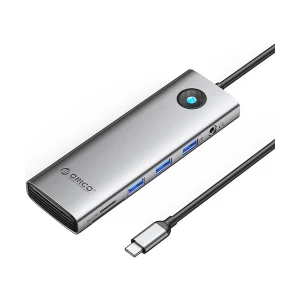 ORICO Type-C Male to HDMI, VGA, LAN, USB-C, Triple USB-A, 3.5mm, MicroSD & SD Female Grey Multi-Interface HUB #PW11-10P