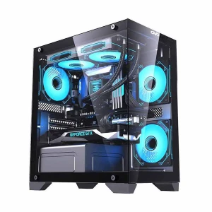 OVO Ice Cool T2B Mini Tower (Acrylic Window) Black ATX Gaming Desktop Case without PSU