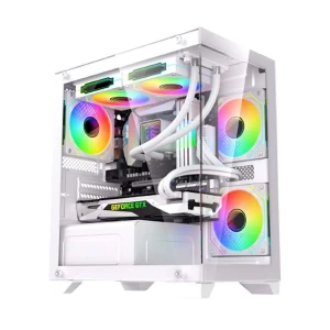 OVO Ice Cool T2W Mini Tower White ATX Gaming Desktop Case with Standard PSU