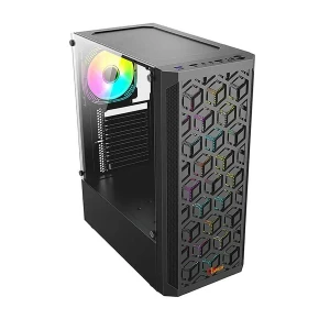 PC Power Hex Mesh BK Mid Tower Black ATX Gaming Desktop Case