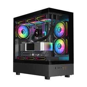 PC Power Horizon X2 Infinity BK Mid Tower Black (Tempered Glass Window) ATX Gaming Desktop Case