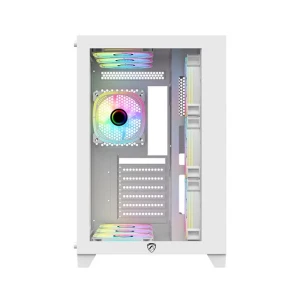 PC Power ICEBERG V2 Mid Tower White ATX Gaming Desktop Case with 10 ARGB Fan