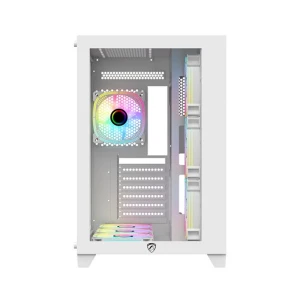 PC Power ICEBERG V2 Mid Tower White ATX Gaming Desktop Case with 650W PSU & 7 ARGB Fan
