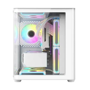 PC Power Icecube Edge Infinity WH Mini Tower White (Tempered Glass Window) Micro-ATX Gaming Desktop Case