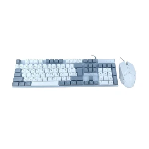 Pc Power KM02W Wired White & Gray Gaming Keyboard & Mouse Combo with Bangla