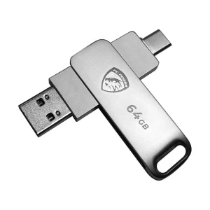 Pc Power P64 64GB USB 3.2 Gen 1 & Type-C OTG Silver Pen Drive