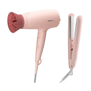Philips 3000 Series BHP398 1600W Pink Hair Dryer with Hair Straightener (2 Year Service Warranty)