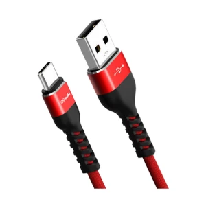 QGeeM USB Male to Type-C, 1 Meter, Red Charging & Data Cable # QG-CCY03-1