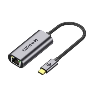 QGeeM USB Type-C Male to LAN Female Grey Converter # QG-UA05