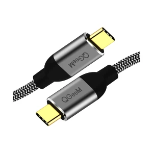 QGeeM USB Type-C Male to Male, 1.2 Meter, Black & Grey Charging Cable # QG-CC03-12