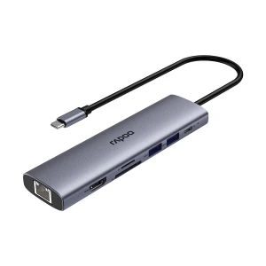 Rapoo Type-C Male to HDMI, Dual USB, Type-C, TF, SD & Lan Female Grey Converter #XD71