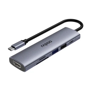 Rapoo Type-C Male to HDMI, Dual USB, Type-C, TF & SD Female Silver Converter #XD61