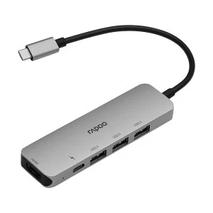 Rapoo Type-C Male to HDMI, Tri USB & Type-C Female Grey Multi-Interface HUB # XD100 / XD100C