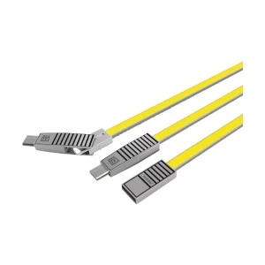 REMAX USB Male to Micro USB Lightning & Type-C Yellow 1 Meter Data Cable #RC-072th
