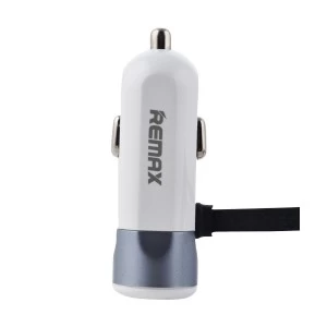 REMAX RCC102 USB Silver Car Charger with 2 in 1 cable