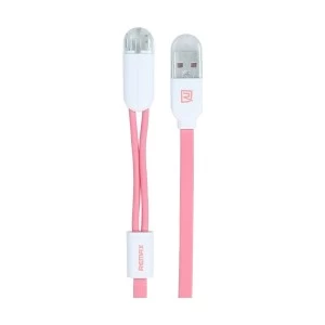 Remax USB Male to Micro USB & Lightning Pink 1 Meter Data Cable #RC-025t