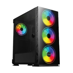 Revenger AX6 RGB Mesh Mid Tower Black (Tempered Glass Window) E-ATX Gaming Desktop Case