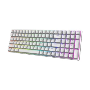 Royal Kludge RK 100 Tri Mode RGB Hot Swap (Red Switch) White Gaming Keyboard